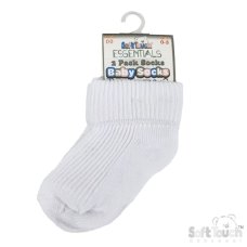 S901-W: 2 Pack White Turnover Socks (0-3m)